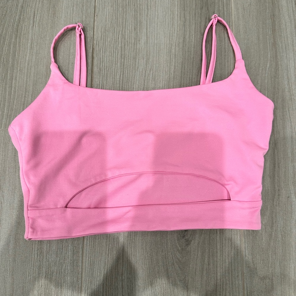SHEIN bright pink cropped tank with cutout